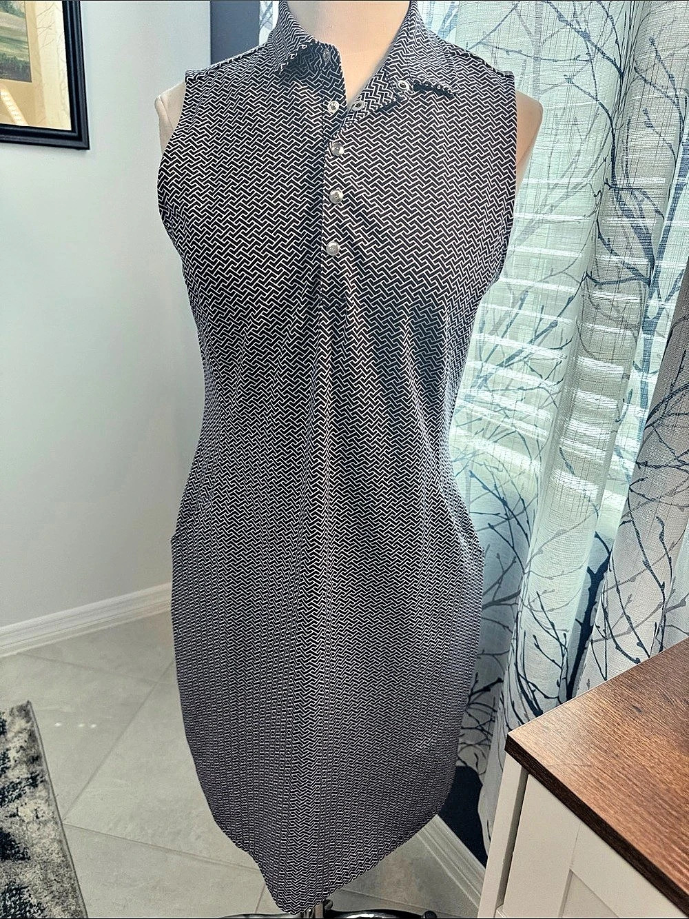 Polo Golf Ralph Lauren Geometric Mini Dress in Blue & White Size Large Like New